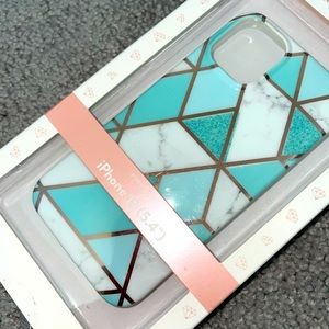 NWT apple iphone mini 5.4" phone case turquouse marble look